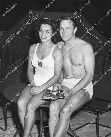 crp-00682 1951 Olympic diving champs Lyle Draves wife Vicki Manola Draves at Los Angeles Athletic Club crp-00682