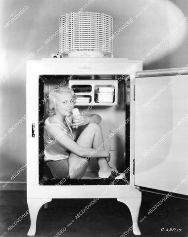 crp-07042 1932 pre-code cutie Gloria Shea in ice box eating ice cream cone film The Night Mayor crp-07042