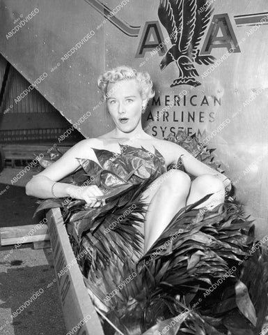 crp-07563 1952 naked Dorothy Towne in box palm frawns on American Airlines crp-07563