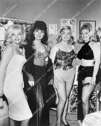 crp-08452 1964 shapely suspects Sharon Cintron, Rachel Romen, Juli Reding, Carol Andreson strippers in dressing room TV Burke's Law crp-08452