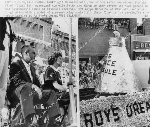 crp-00879 1960's astronaut Virgil Gus Grissom & wife attend parade in Mitchell Indiana crp-00879