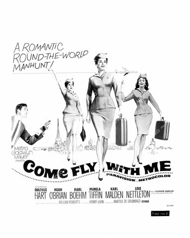 crp-08826 1963 Pamela Tiffin, Lois Nettleton, Dolores Hart, Hugh O'Brian film Come Fly with Me crp-08826