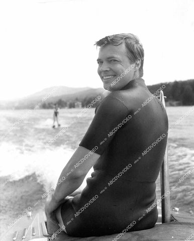 crp-08835 1963 handsome Karl Bohm water skiing on location Lake Vorthesee, Austria film Come Fly with Me crp-08835