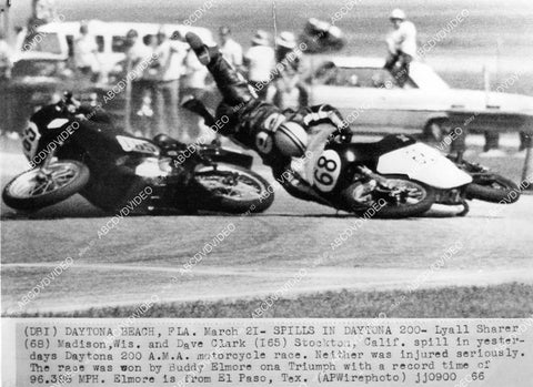 crp-09075 1960's motorcycle racing Lyall Sharer, Dave Clark take spill Daytona Beach 200 crp-09075