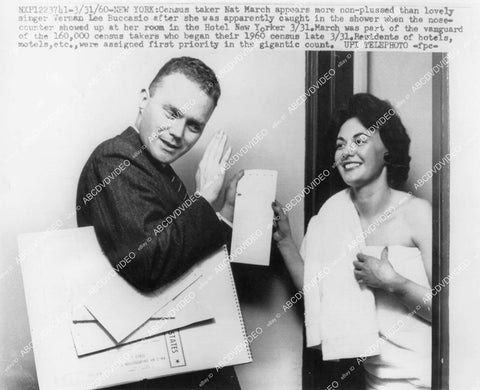 crp-00932 1960 census taker surprised,naked singer Vernan Lee Buccasio answers the door caught in shower crp-00932