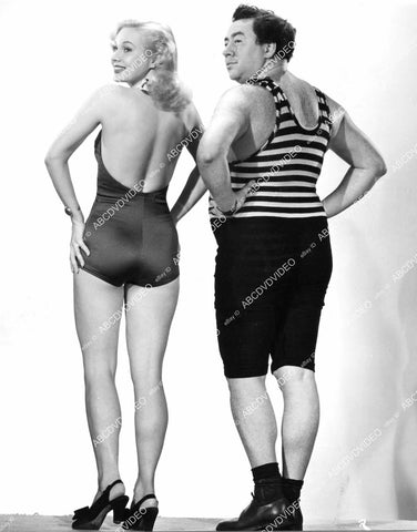 crp-09767 1944 Virginia Mayo & Alan Carney model swimwear from behind film Seven Days Ashore crp-09767
