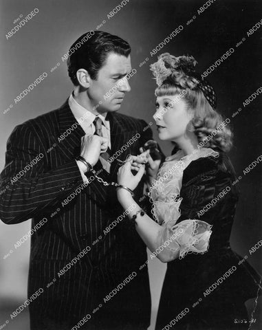 crp-09888 1940 Walter Pidgeon & Joyce Compton in handcuffs film Sky Murder crp-09888